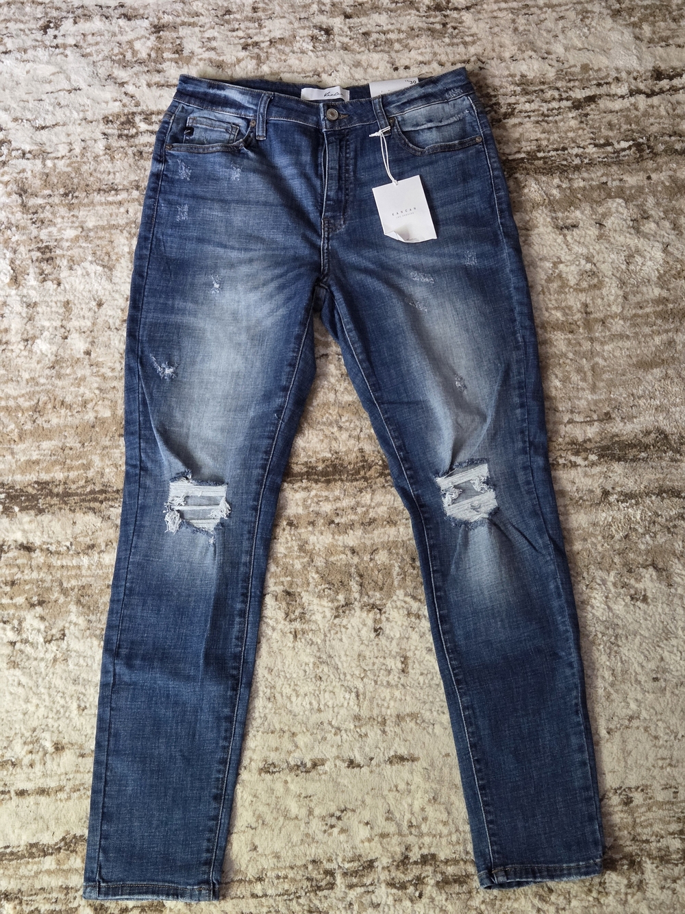 NWT KanCan High Rise Distressed Skinny Jeans Size 13/30 Medium Wash